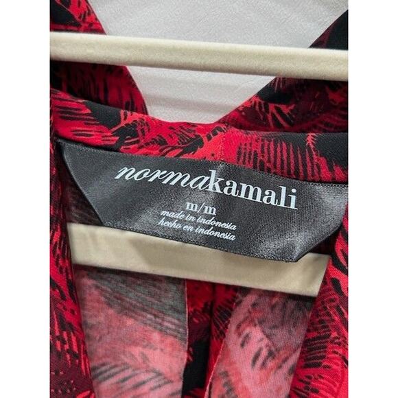 Norma Kamali Womens Dress Printed Faux Wrap Ruched Side Long Sleeve Red Size M - Picture 7 of 9